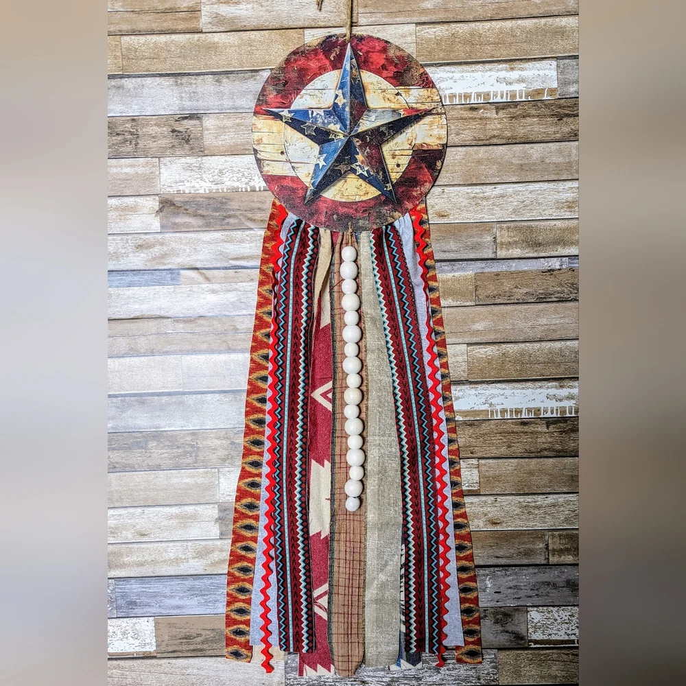 New Handcrafted Shabby Chic Americana Wall Hanging - Picture 7 of 7